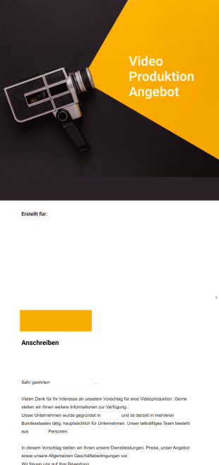 Videoproduktion Angebotsvorlage - PDF-Vorlagen