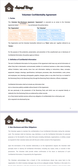 Volunteer Confidentiality Agreement PDF Template