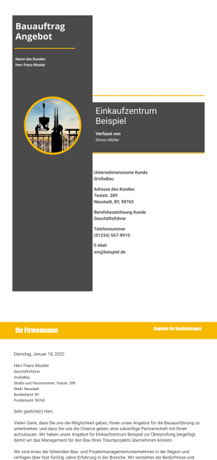 Vorlage Angebot für Bauleistungen - PDF-Vorlagen