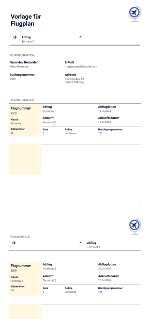 Vorlage für einen Flugplan - PDF-Vorlagen