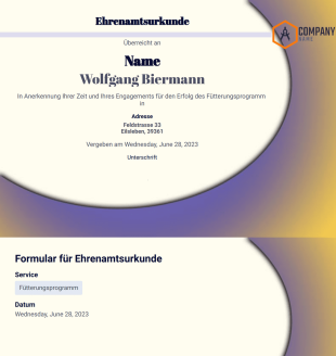 Vorlage für Freiwilligenzertifikat - PDF-Vorlagen