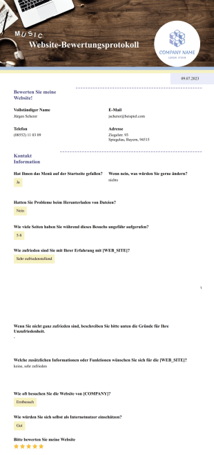 Vorlage für Website-Bewertung - PDF-Vorlagen