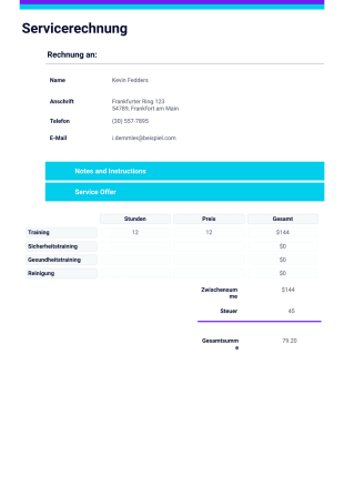 Vorlage Servicerechnung - PDF-Vorlagen