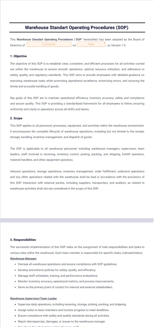 Warehouse SOP Template
