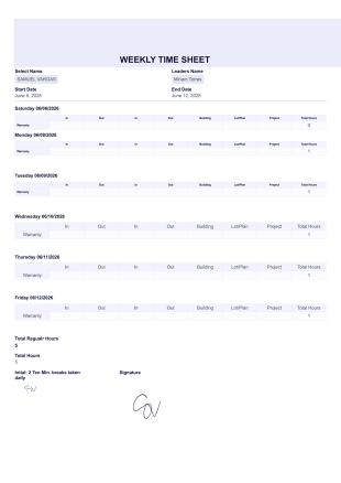 Timesheet PDF Template