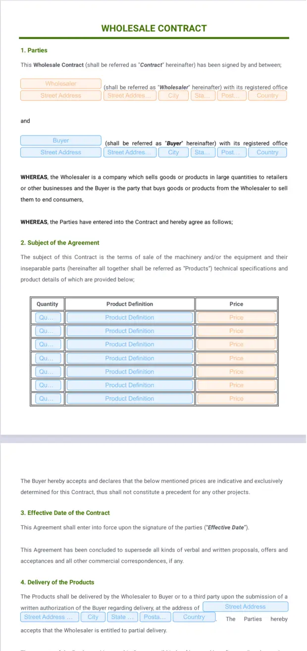 Wholesale Contract