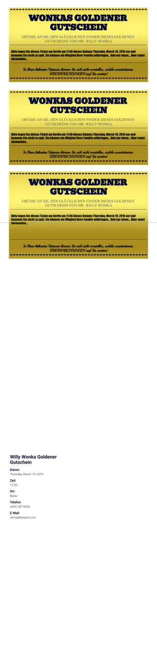 Willy Wonka Goldener Gutschein Vorlage - PDF-Vorlagen