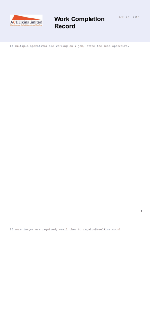 Work Completion Record Template - PDF Templates