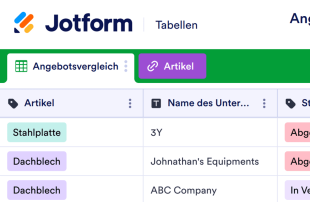 Angebotsvergleich Tabellenvorlage