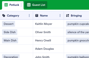 Halloween Potluck Sign Up Spreadsheet Template