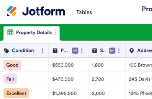 Property Information Spreadsheet Template
