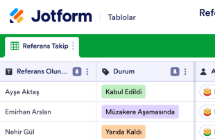 Referans Takip Tablo Şablonu