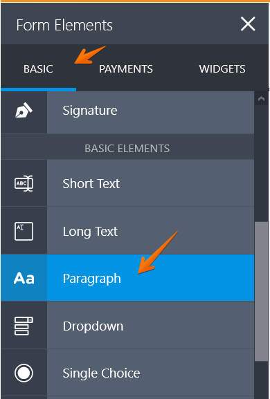 I cant find the text in basic elements Screenshot 20