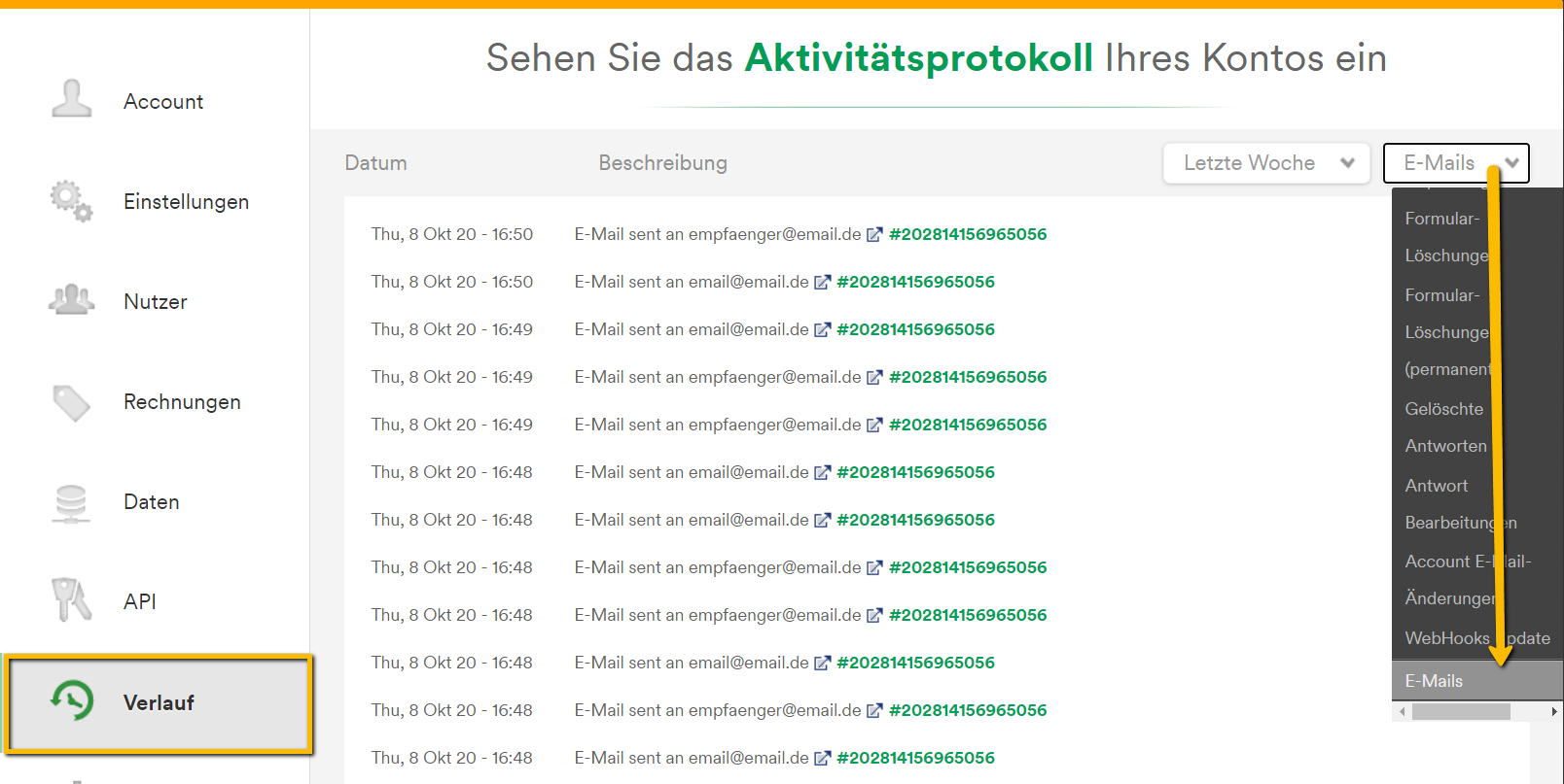 Klicken um zu vergrößern Wie Sie den gesamten E-Mail-Verlauf Ihres Formulars anzeigen können Image-2