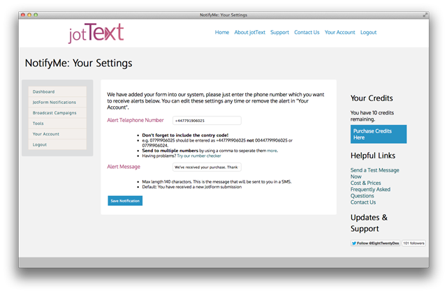 jottext phone number