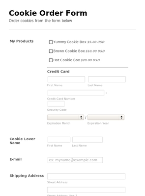 cookie order form preview