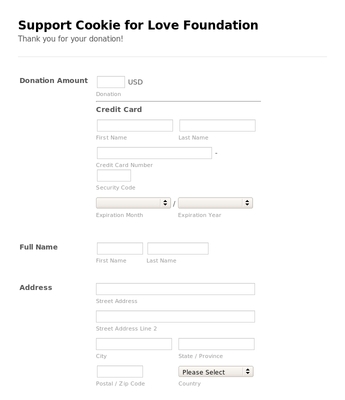 support cookie for love foundation form preview