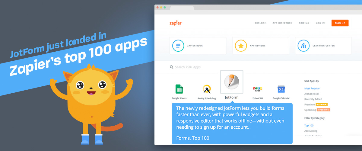 Jotform just landed in Zapier’s top 100 apps