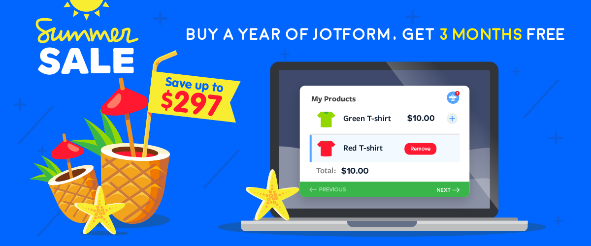 Summer Sale - Buy a Year of Jotform, Get 3 Months Free