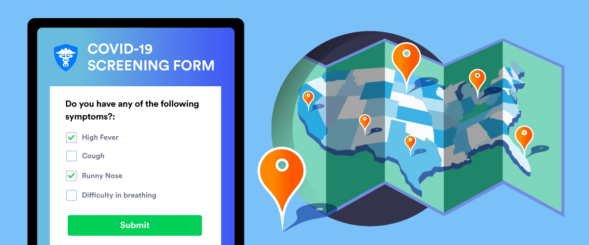 Which states used Jotform to screenfor COVID-19 symptoms?
