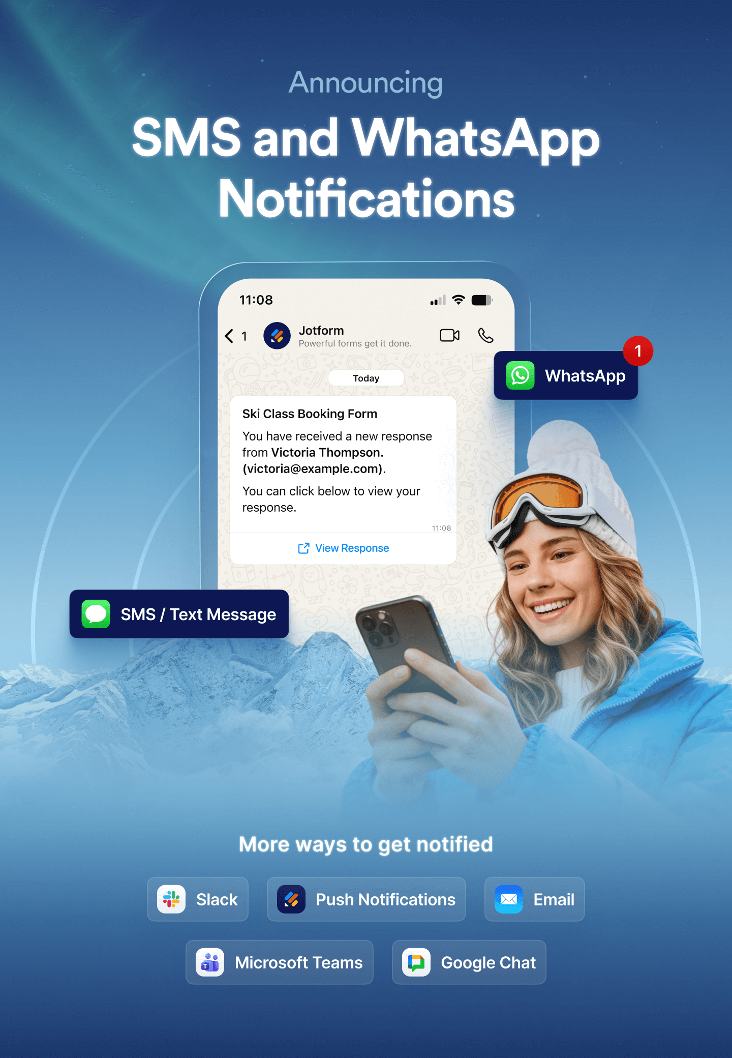 Announcing SMS, WhatsApp and Mobile Notifications