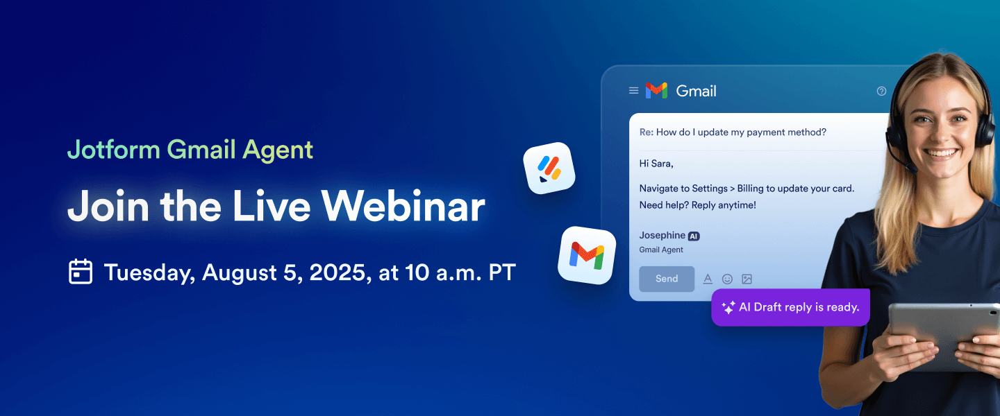 Live webinar for the Jotform Gmail Agent