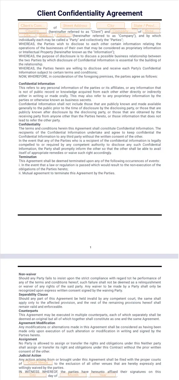 Template client-confidentiality-agreement