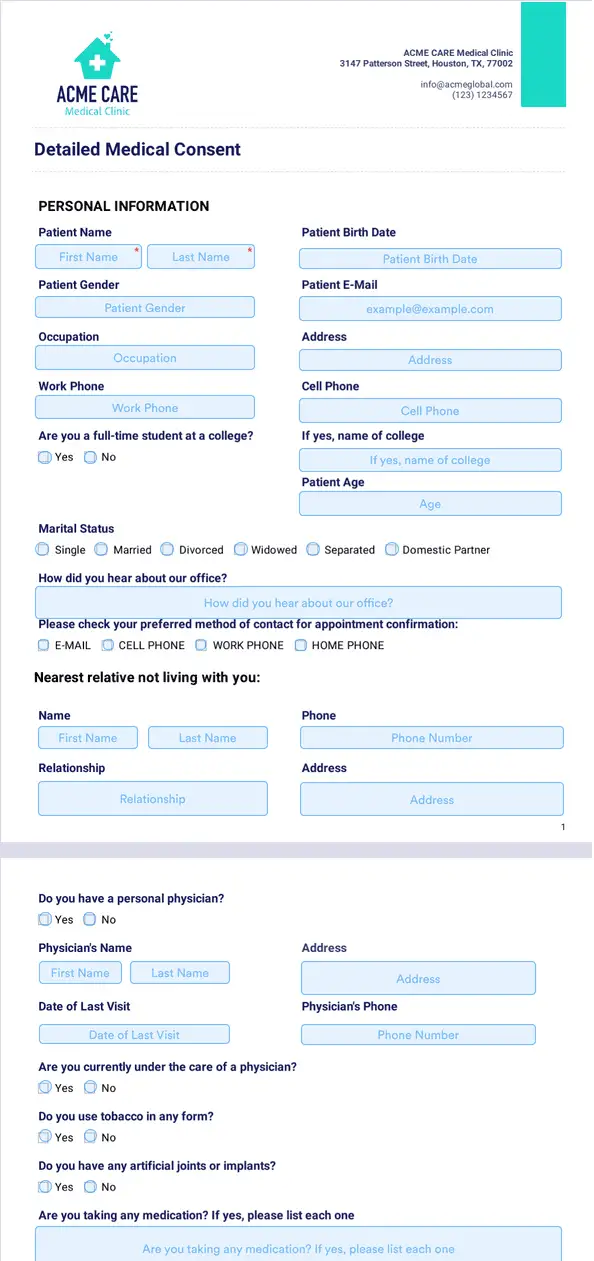 Template detailed-medical-consent-template