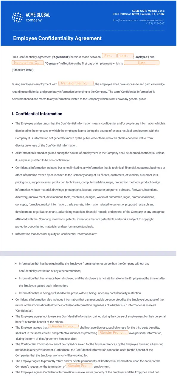 Template employee-confidentiality-agreement