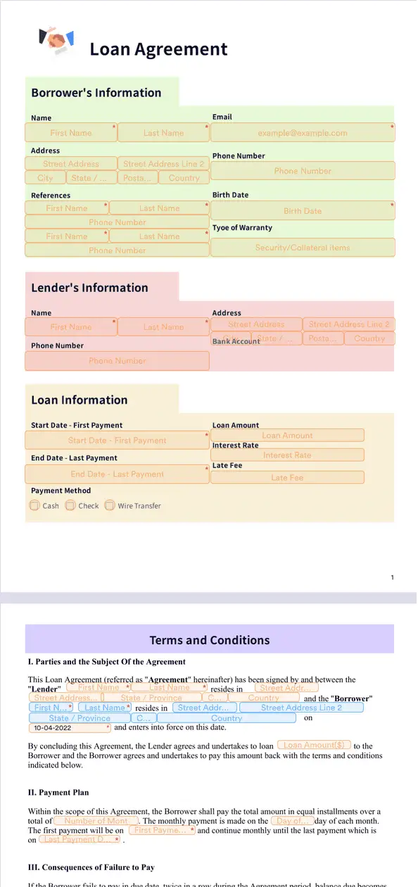 Template free-loan-agreement-template