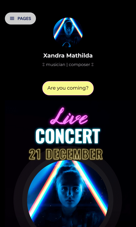 Template musician-instagram-bio-link-app
