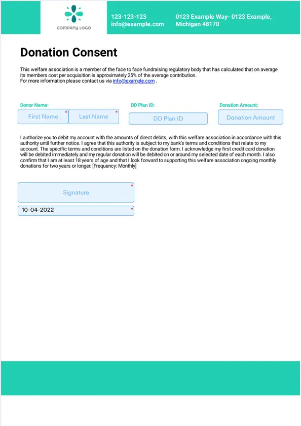 Template nonprofit-donation-consent-template