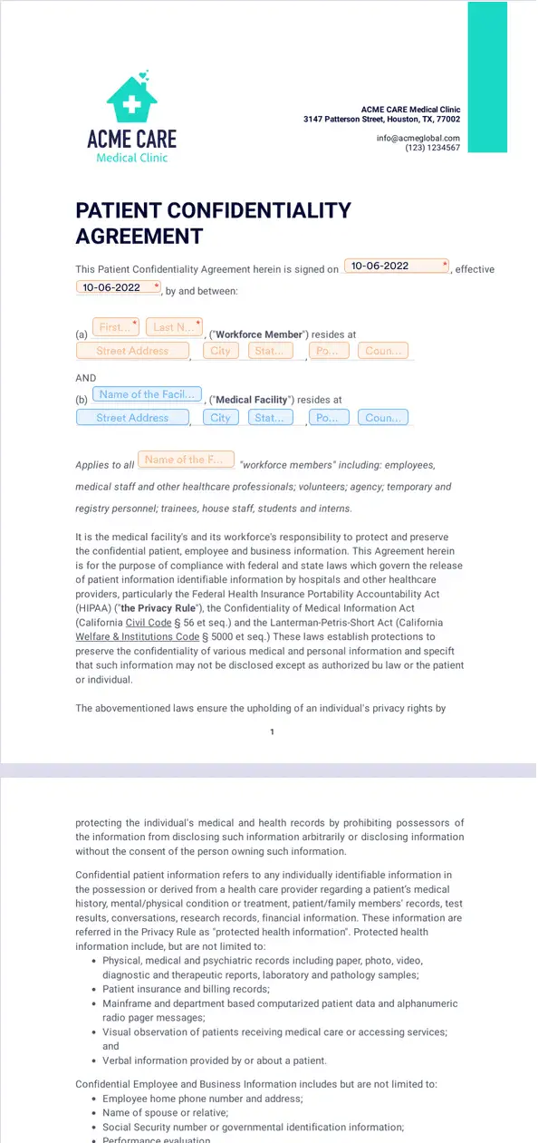 Template patient-confidentiality-agreement