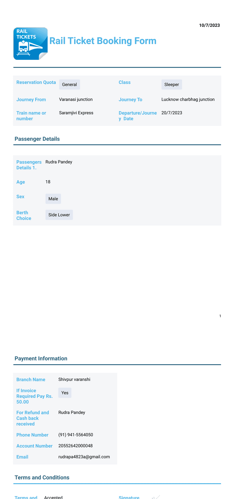 Template rail-ticket-booking-template