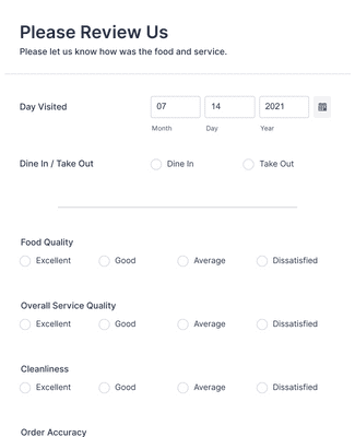 Template restaurant-evaluation-survey