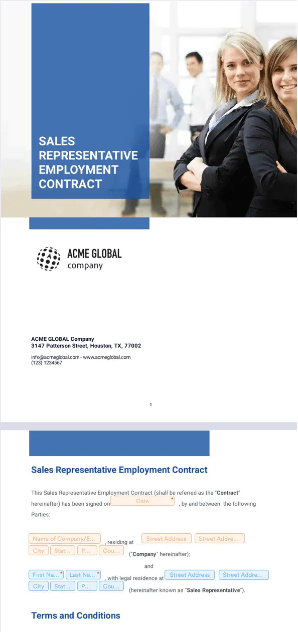 Template sales-representative-contract