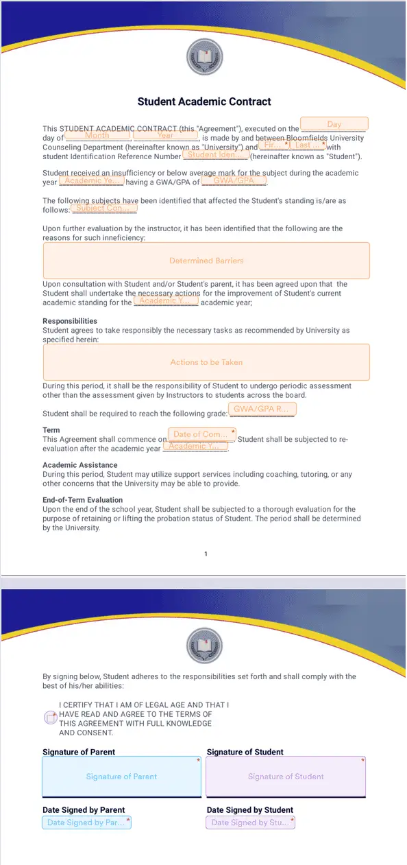 Template student-academic-contract