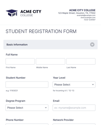Template student-registration-form
