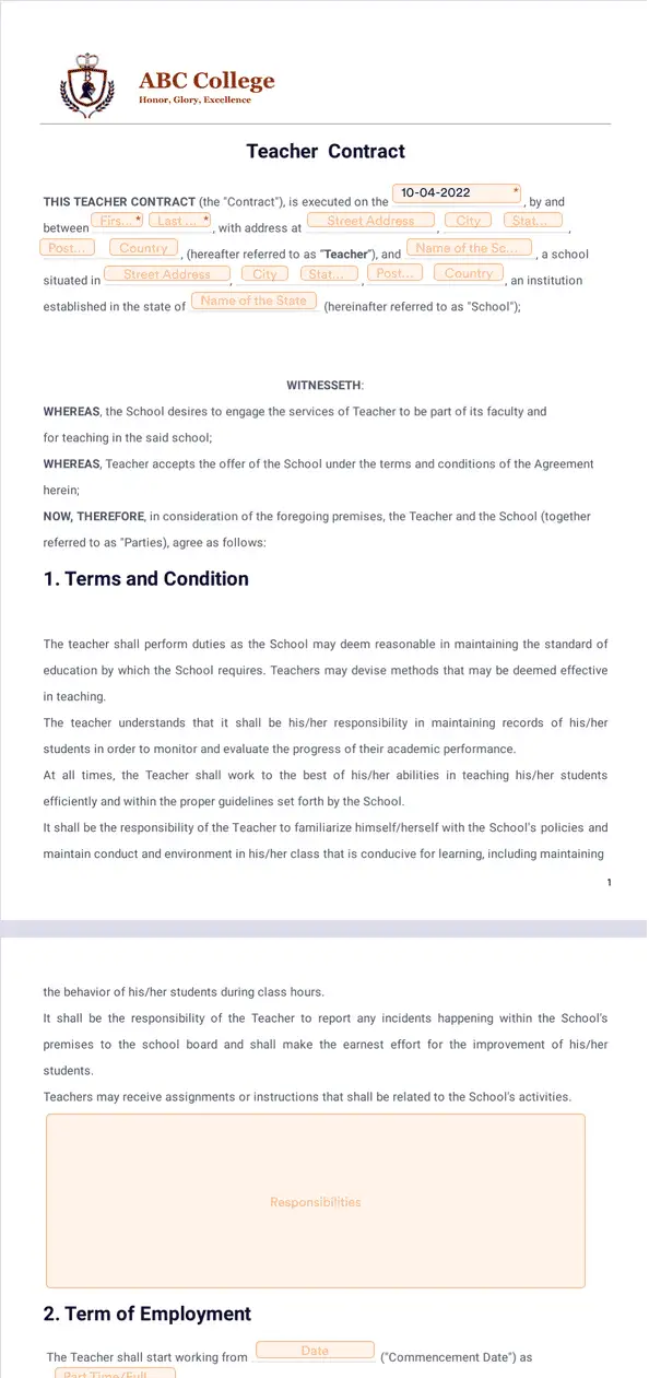 Template teacher-contract