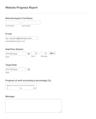 Template web-development-progress-report-form