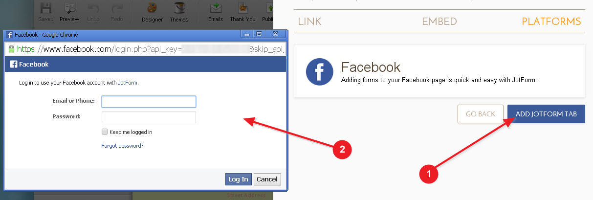 Add JotForm Tab button does not work Image 1 Screenshot 20