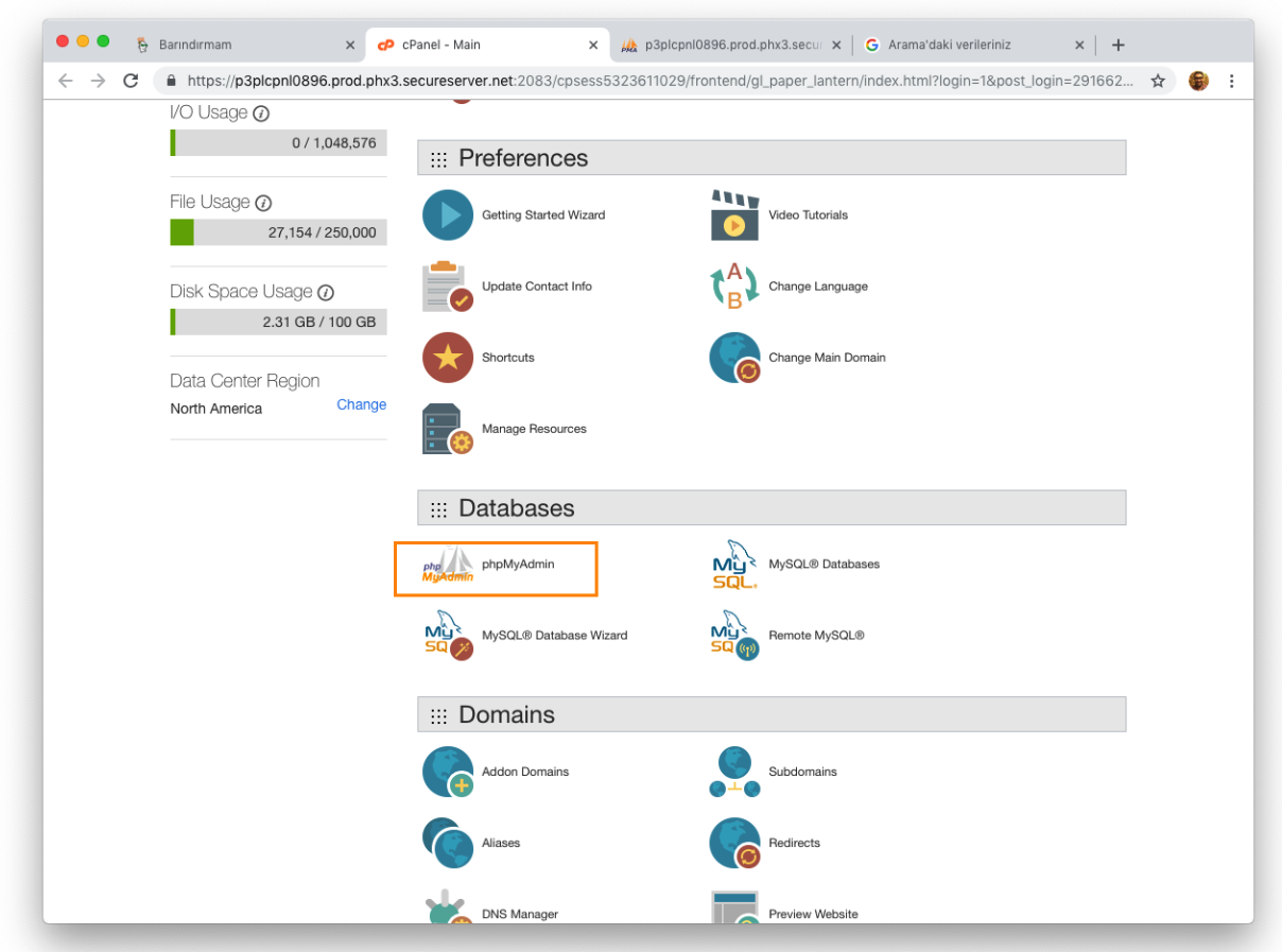 Open phpMyAdmin