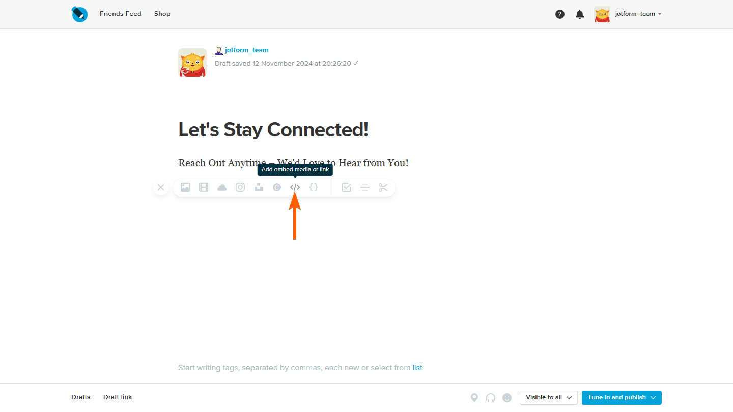 Add media and link option in LiveJournal Post Entry page