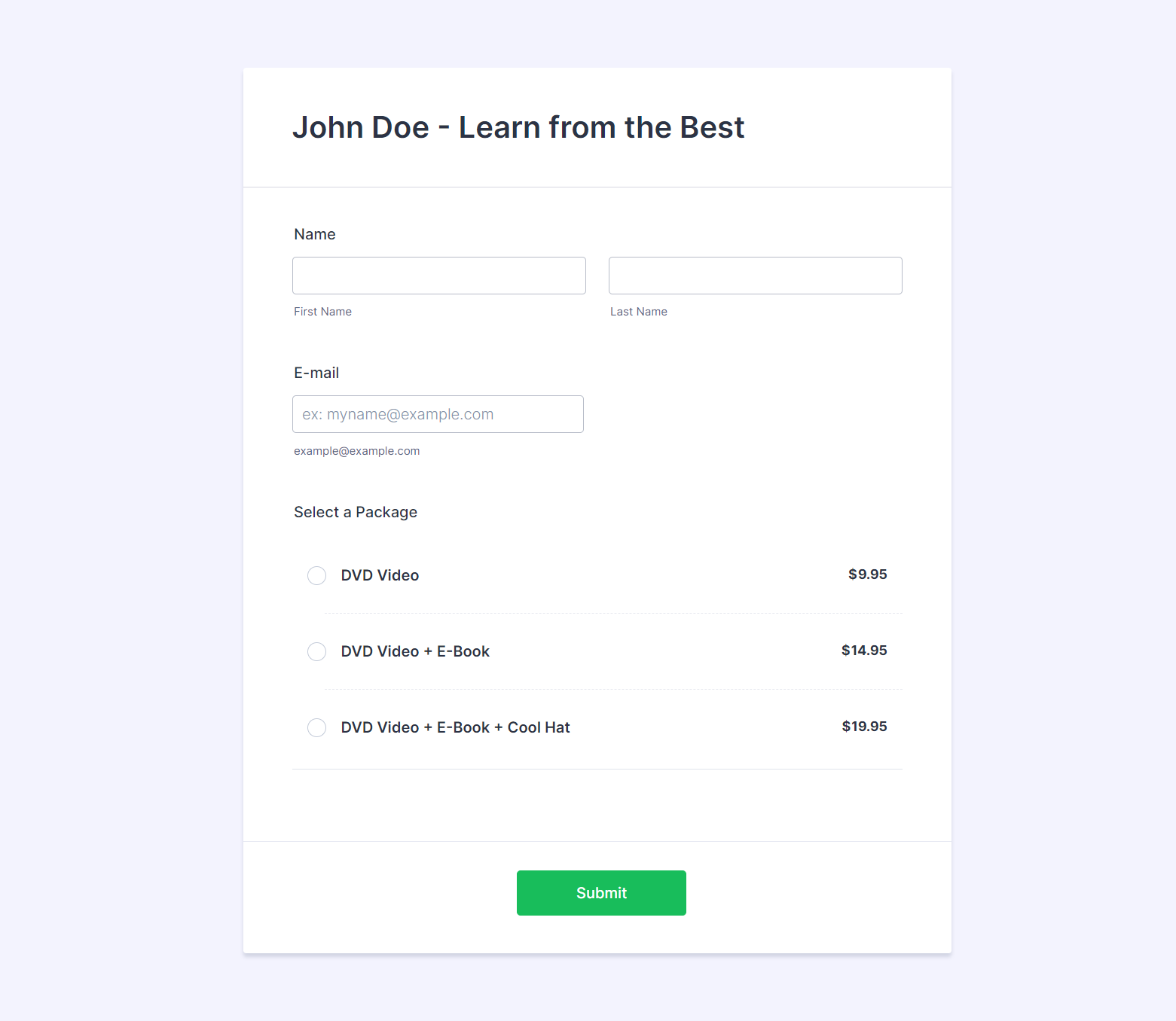 Jotform payment with multiple product items with single select only