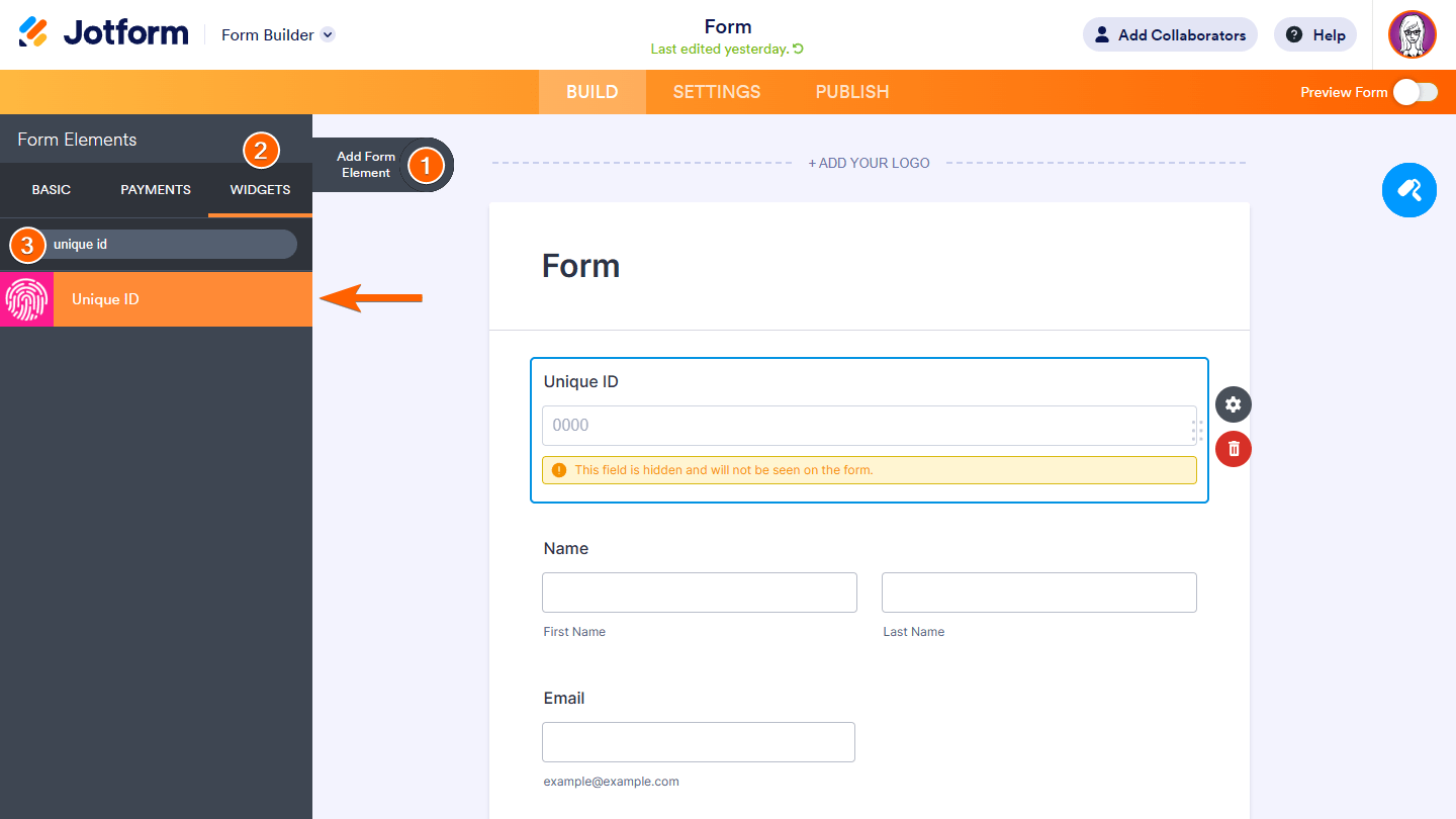 how to add unique id image