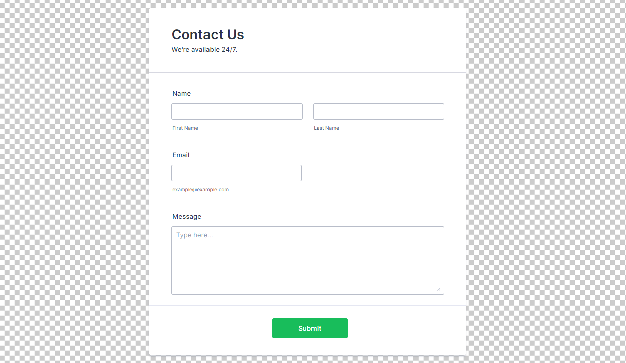 A white contact form with gray and white checkered background