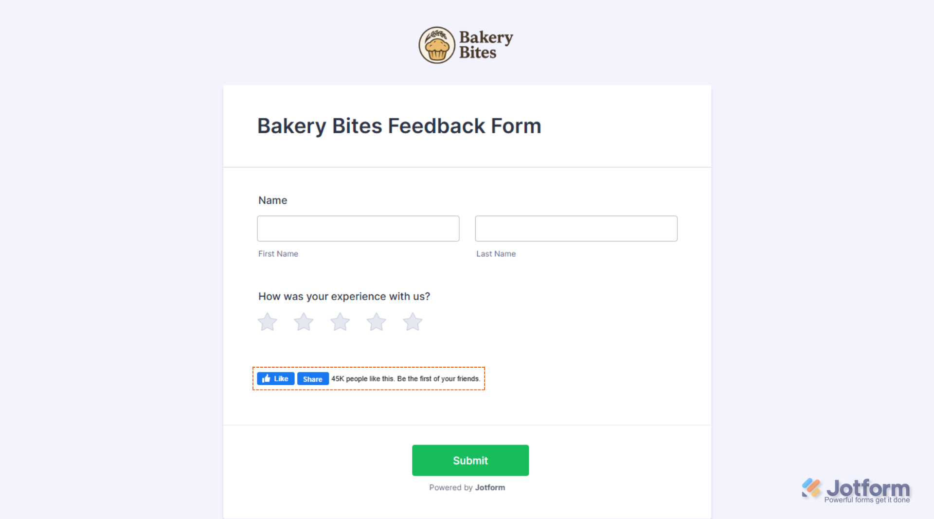 Sample Output of Like Button in Jotform