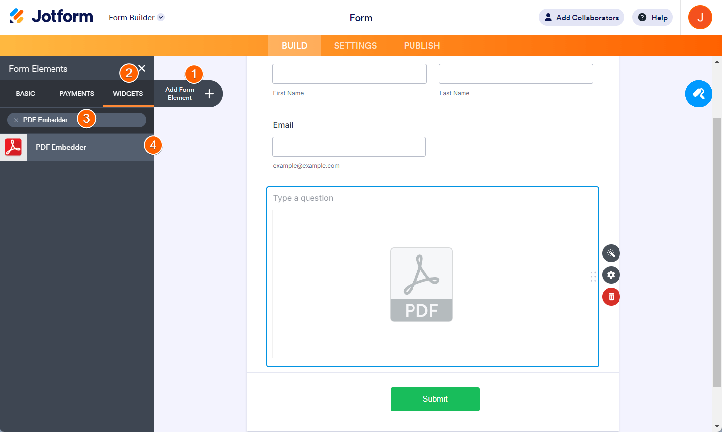 Jotform pdf embedder widget