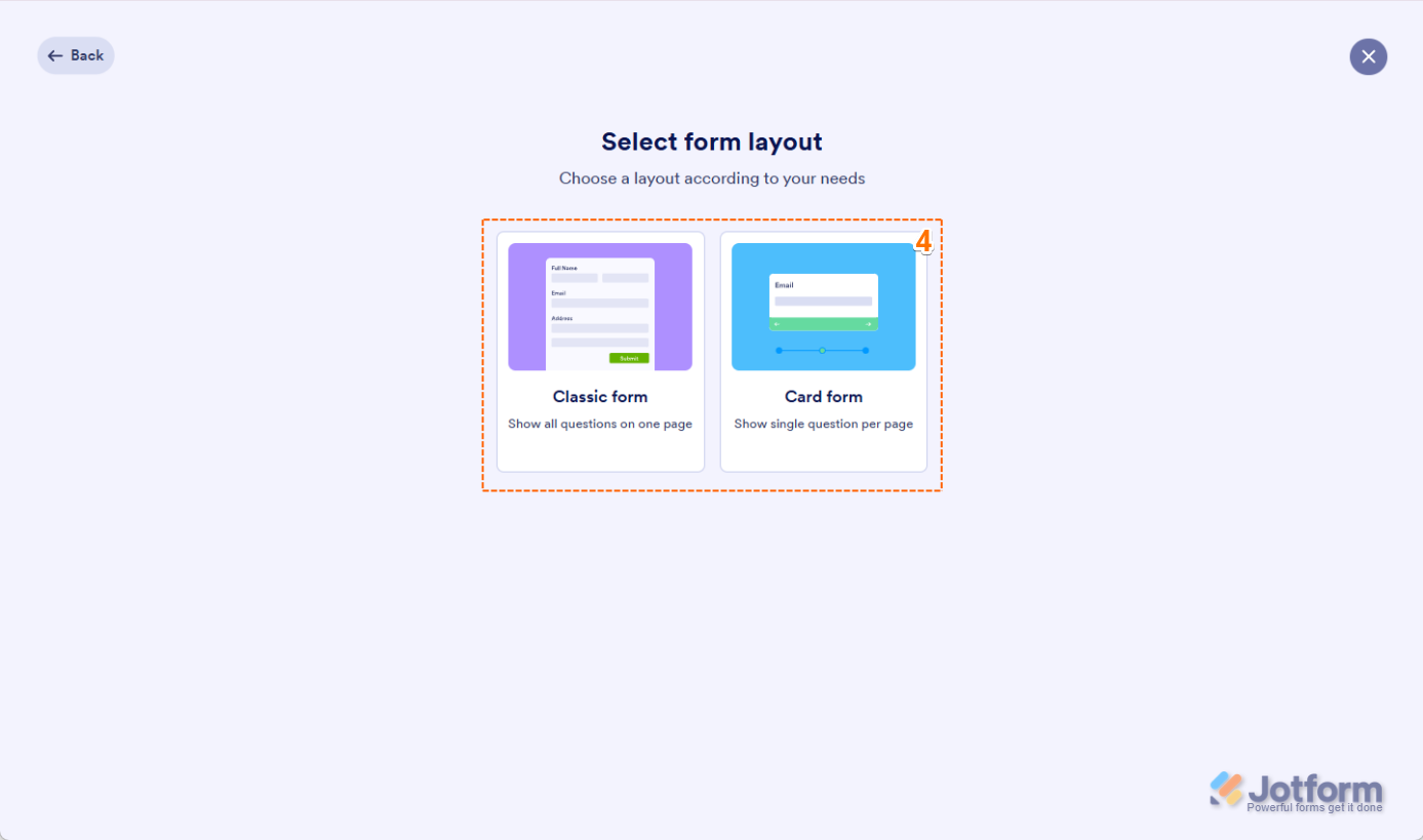 Select Form Layout in Jotform