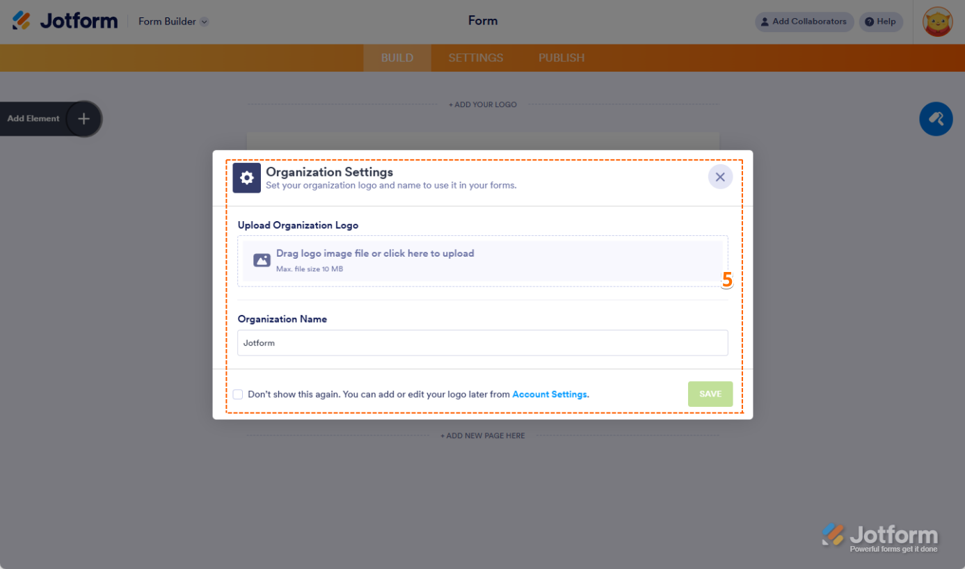Organizational Settings in Jotform